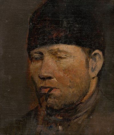 Studio della testa di un contadino con una pipa da Laszlo Mednyanszky